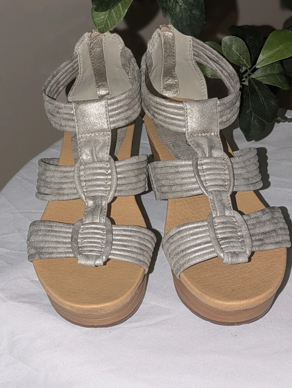 Baretraps Wedge Sandals — Metallic Silver